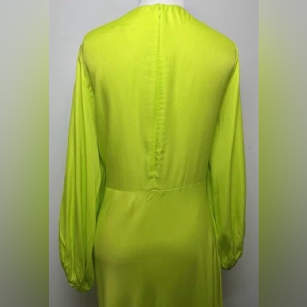 Farm Rio Lime Green Cutout Midi Dress NWT – Balloon Sleeve, Tassel Tie - Picture 12 of 16